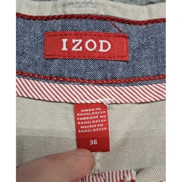 IZOD Shorts Mens Sz 36 Khaki Dress Chino Work Pockets Golf Cargo Office Church - Picture 7 of 11